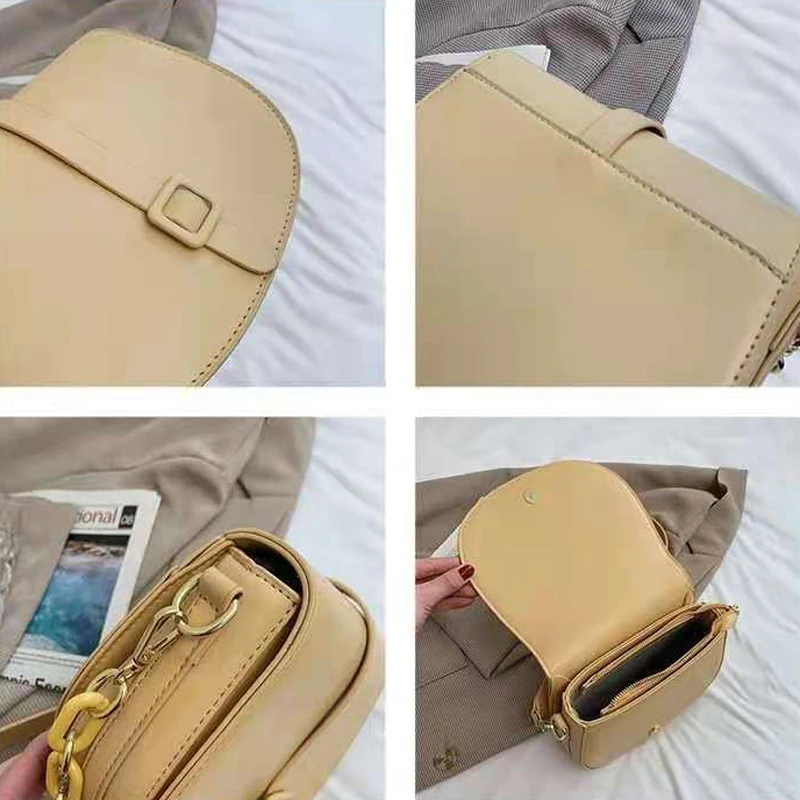 

OLN Fashion Designer Women Saddle Shoulder Bag Luxury Brand Small Female Pu Leather Crossbody Bags New Chain Messenger Handbag