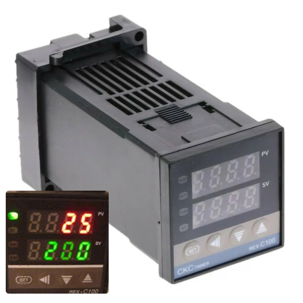 

REX-C100 Digital PID Temperature Controller Thermostat SSR output + Max.40A SSR Relay + K Thermocouple Probe High Quality RKC