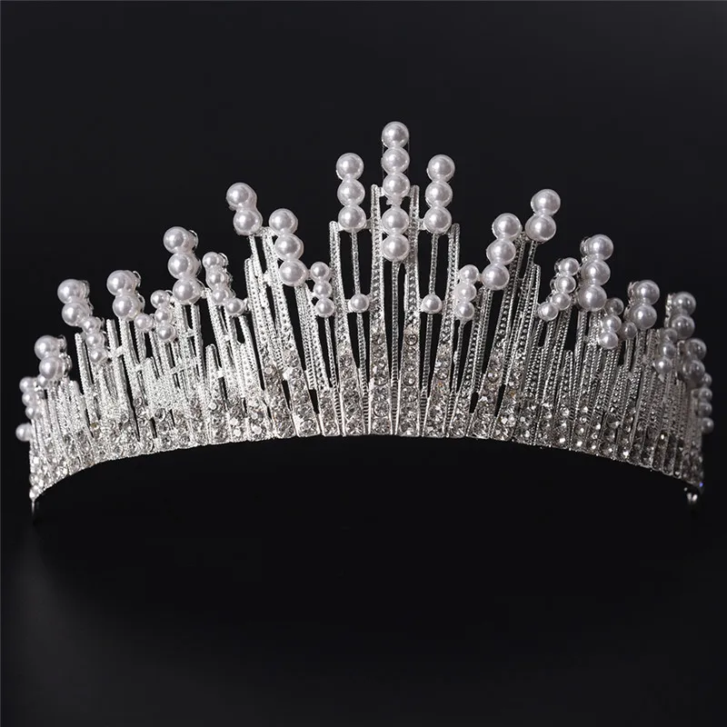 

New Big Headbands Vintage Multilayers Luxury Crystal Pearl Rhinestone Tiara Crown Wedding Hair Accessories Bridal Party Jewelry