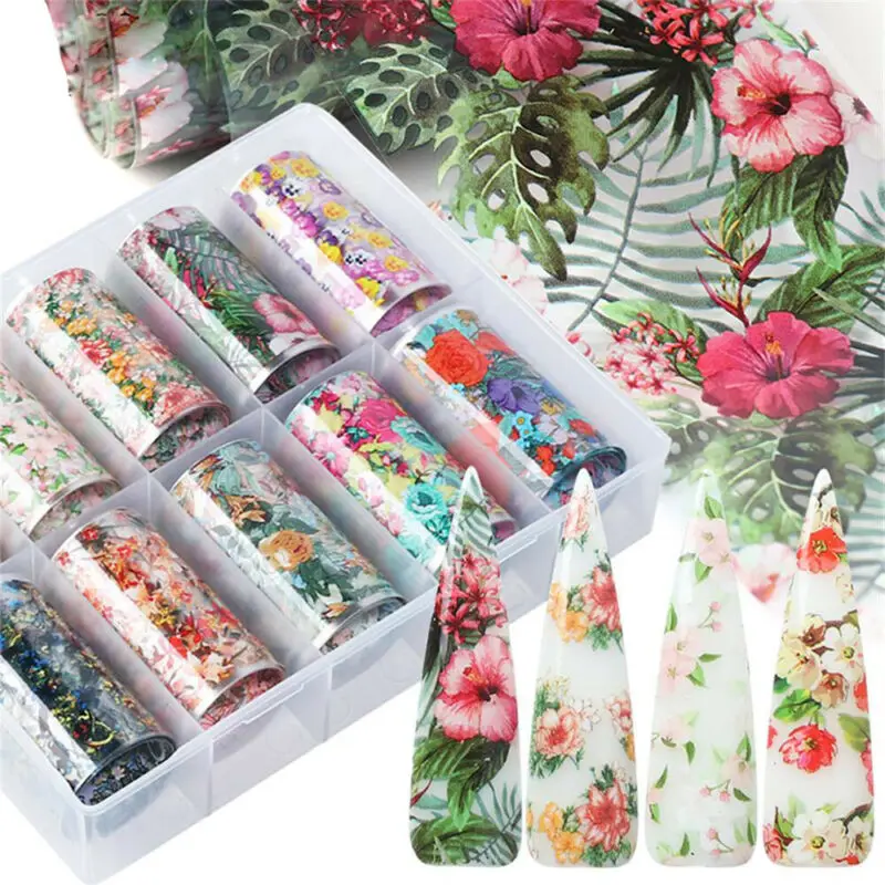 Переводные наклейки с цветами для маникюра украшение ногтей звезда цветок