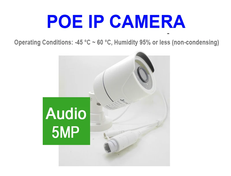 JIENUO аудио POE камера IP 5MP Открытый водонепроницаемый HD Cctv безопасности видео наблюдения ночного видения Инфракрасный IPCam домашняя камера