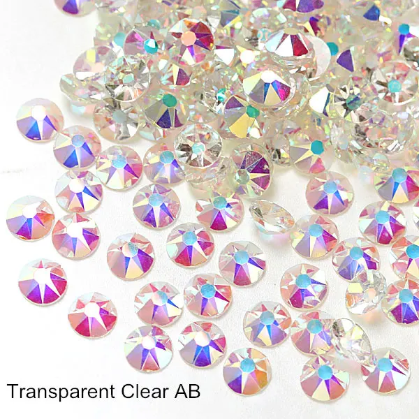 Transparent Clear AB Ss30, 8, большие, 8, маленькие, 16 граней, Стразы для ногтей, стеклянные стразы с плоской задней стороной, много цветов, не Горячие Стразы для украшения ногтей B3744 - Цвет: Transparent Clear AB
