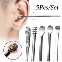 5pcs ear pick rustless lightweight portable ear curette ear care wax remover curette ear pick easy to catch earpick spoon
