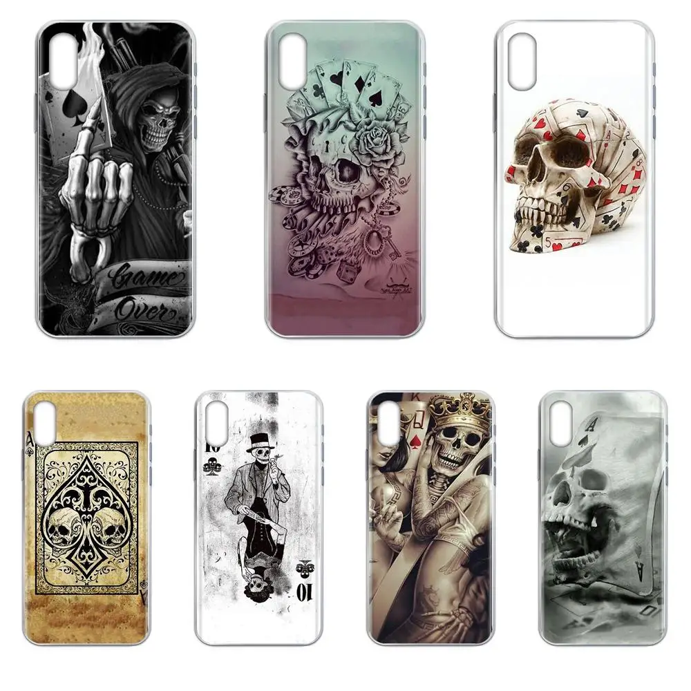 Прозрачный чехол из термополиуретана с Poker Skull татуировки для Huawei Nova 2 V20 Y3II Y5 Y5II Y6