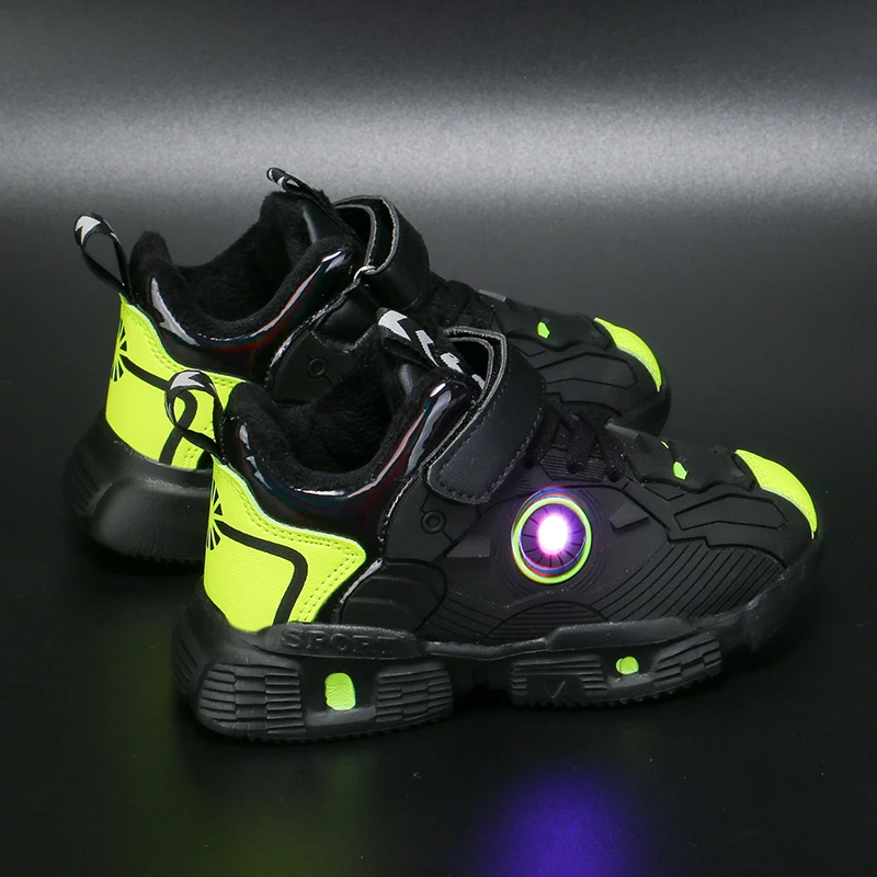 Железный Человек мальчиков Сникеры сезон лето обувь для детей светильник на