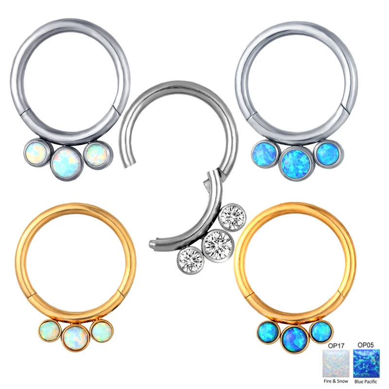 

1PCS 316L Surgical steel Rings Opal stone hight Segment Rings Open Small Septum Piercing Nose Earrings body piercing jewelry