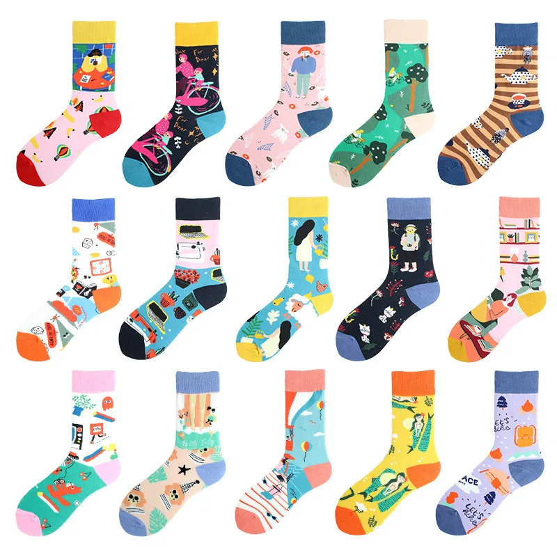 

Crew Socks Man Cartoon Men Sock Trend Lovers Graffiti Print Autumn Winter Classic Adult Fashion Adult Couples Calcetines Hombre