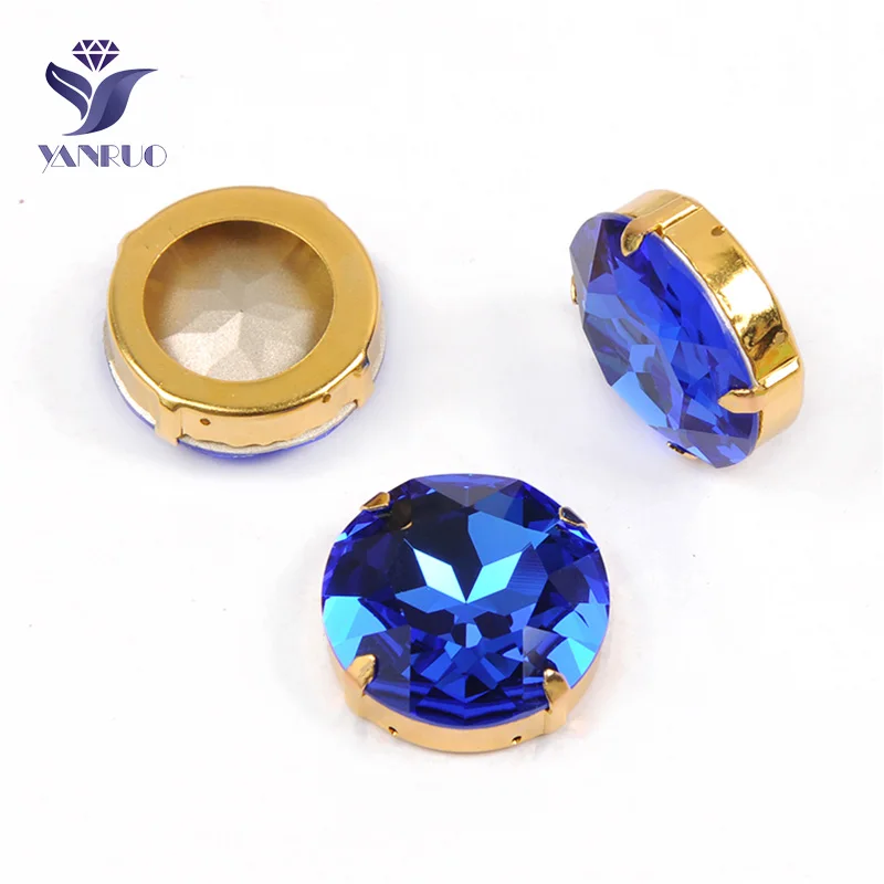 Sapphire Yanruo 1201 круглая нашивная СТРАЗА стеклянные поделки камни и кристаллы Точка назад большие стразы для украшения - Цвет: Sapphire