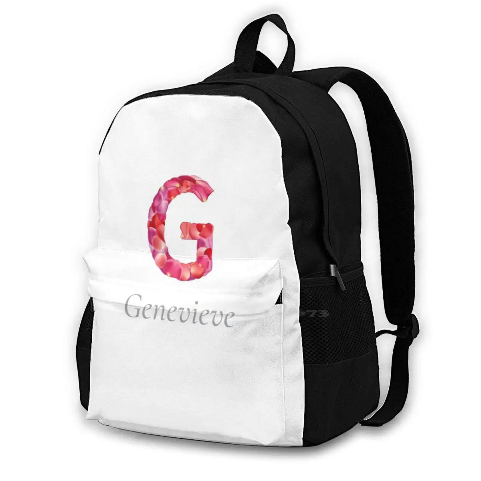 

Genevieve - Custom Flower Petal Name Women Men Teens Laptop Travel School Bags Genevieve Baby Name Baby Name Flower Petal