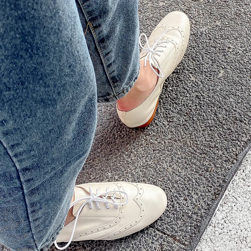 

FEDONAS Fashion Genuine Leather Women's Shoes Cross Tied Round Toe Elegant Low Heels Pumps Autumn Casual Working Shoes Woman