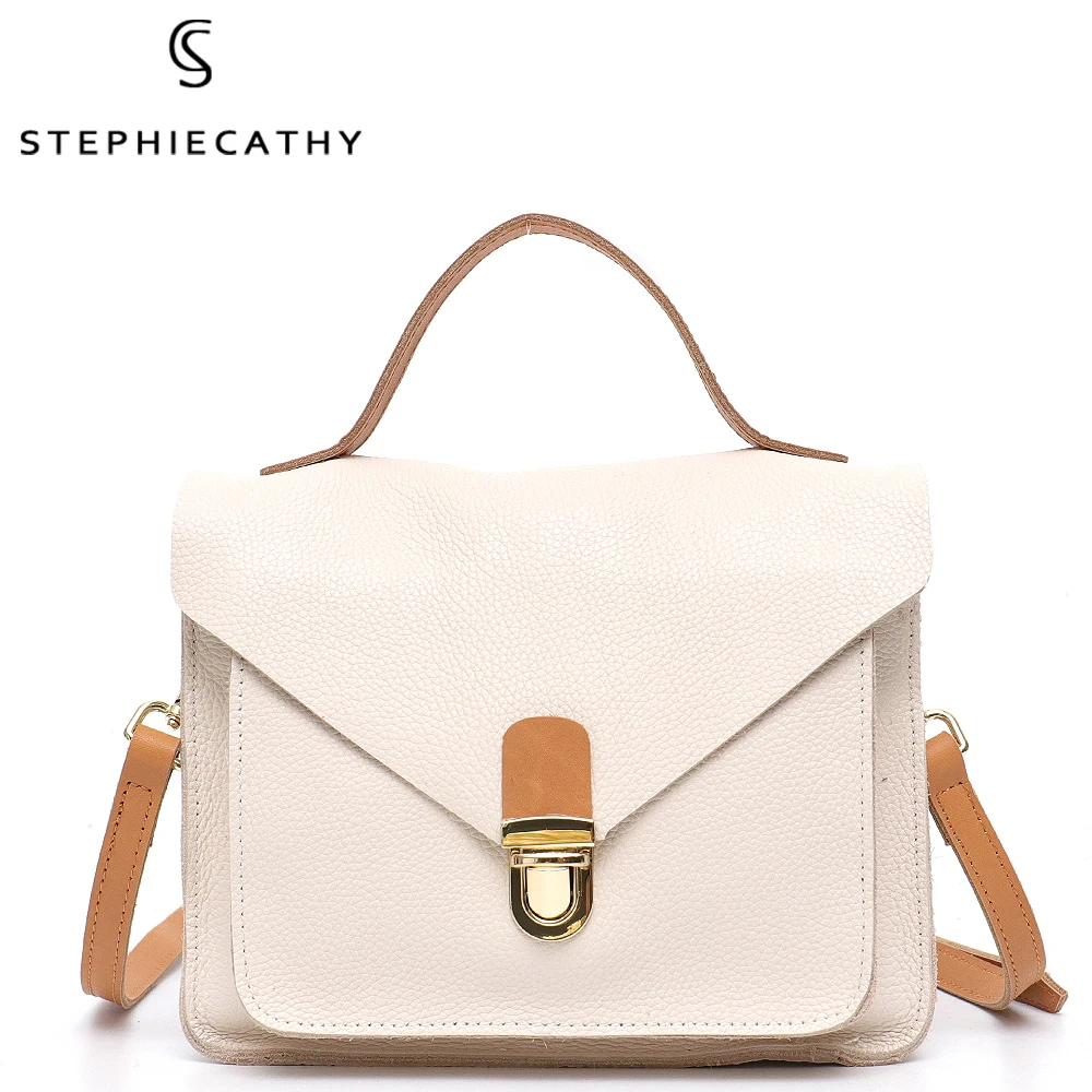 

SC Brand Luxury Genuine Leather Women Satchel Bag Fashion Design Flap Messenger Purse Ladies Cowhide Top-handle Shoulder Handbag