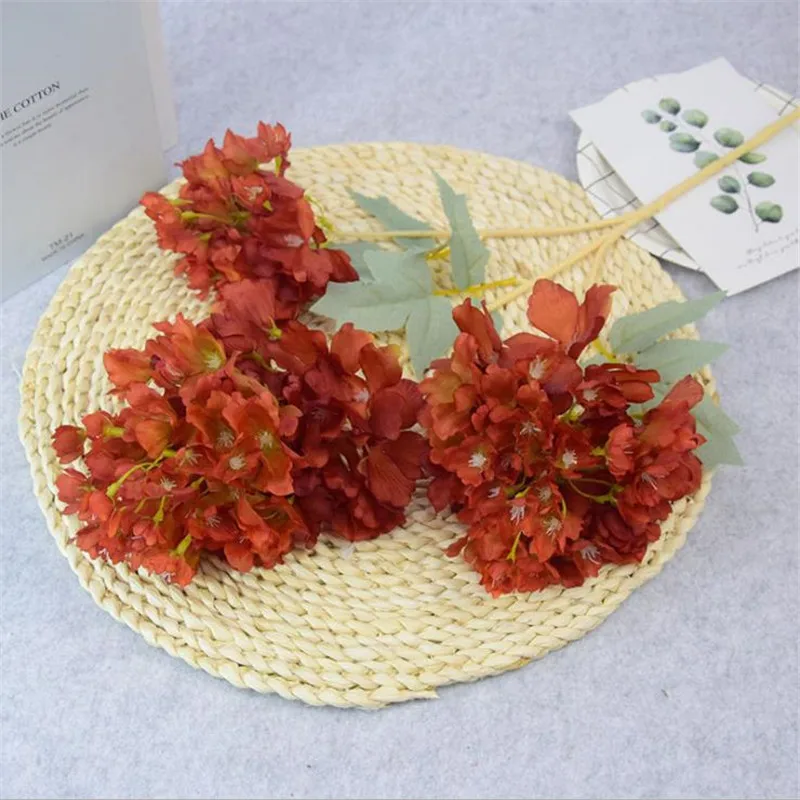 

10Pcs Fake Long Stem Hydrangea (3 stemss/piece) 35" Length Simulation Pagoda Hydrangeas for Wedding Home Artificial Flowers