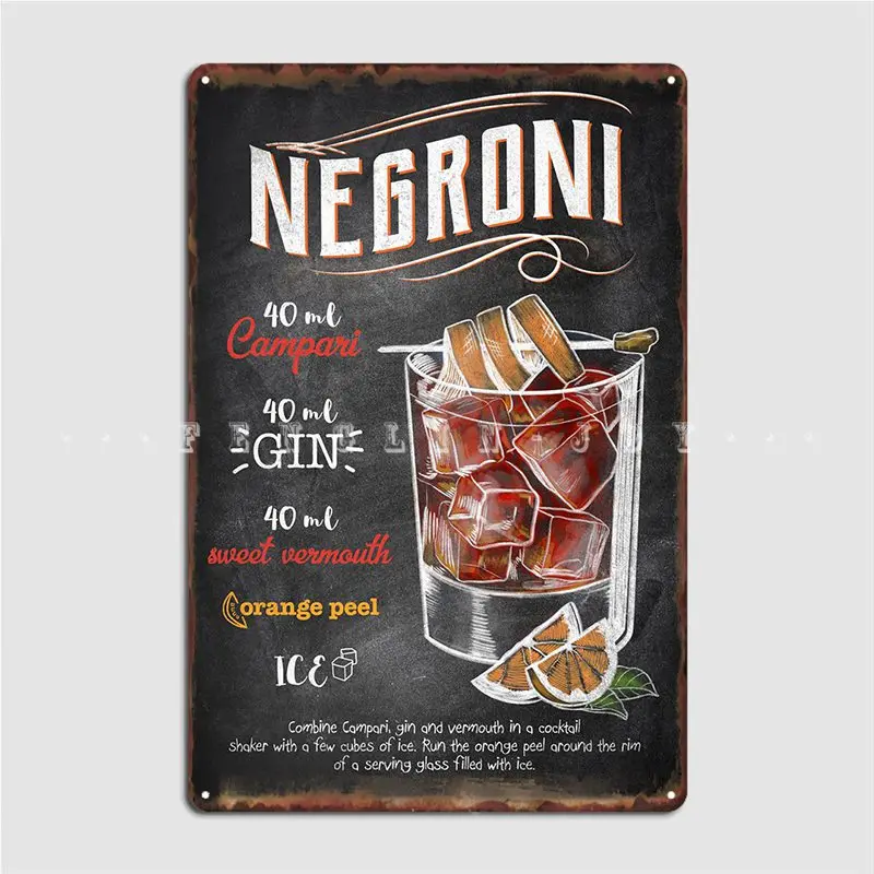 

Постер Negroni, металлический плакат, клувечерние, паб, гараж, дизайнерский плакат, оловянный плакат