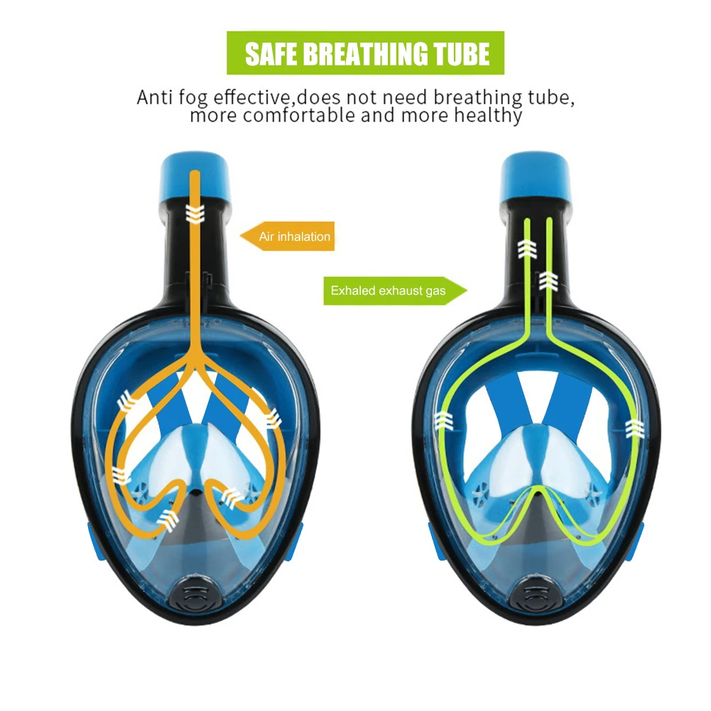

Full Face Scuba Snorkeling Face Mask Safe Waterproof Underwater Diving Respirator Goggles Snorkeling Set Respiratory Masks
