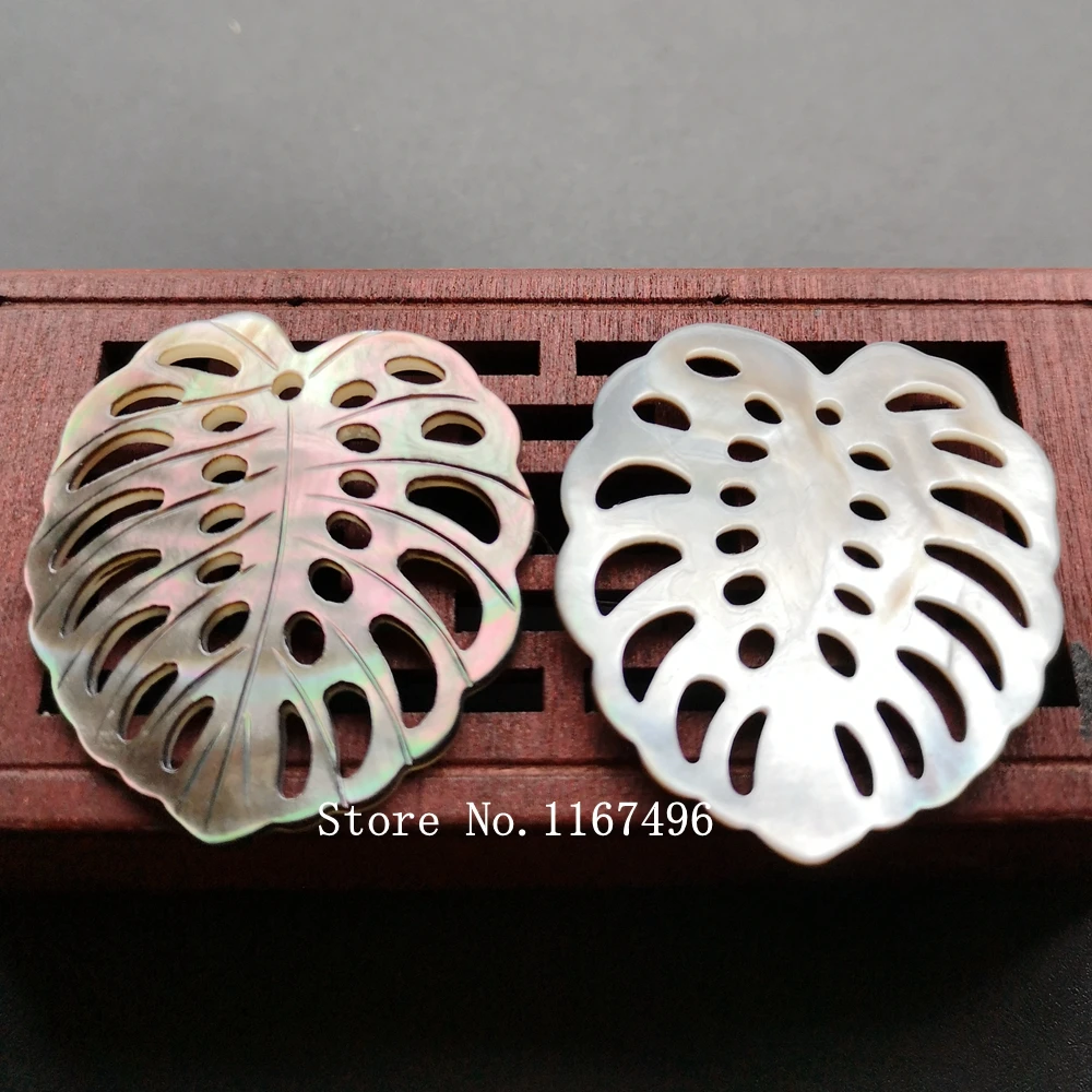 30 шт./лот 37x40 мм Швабра из натурального перламутра с листьями перламутровые