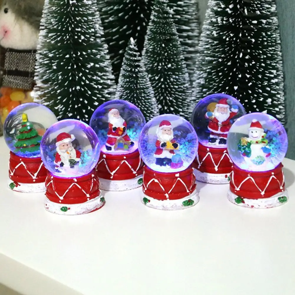 

Decorative Snow Globe with Colorful Lighting Mini Crystal Ball 3D Cartoon Christmas Ornaments