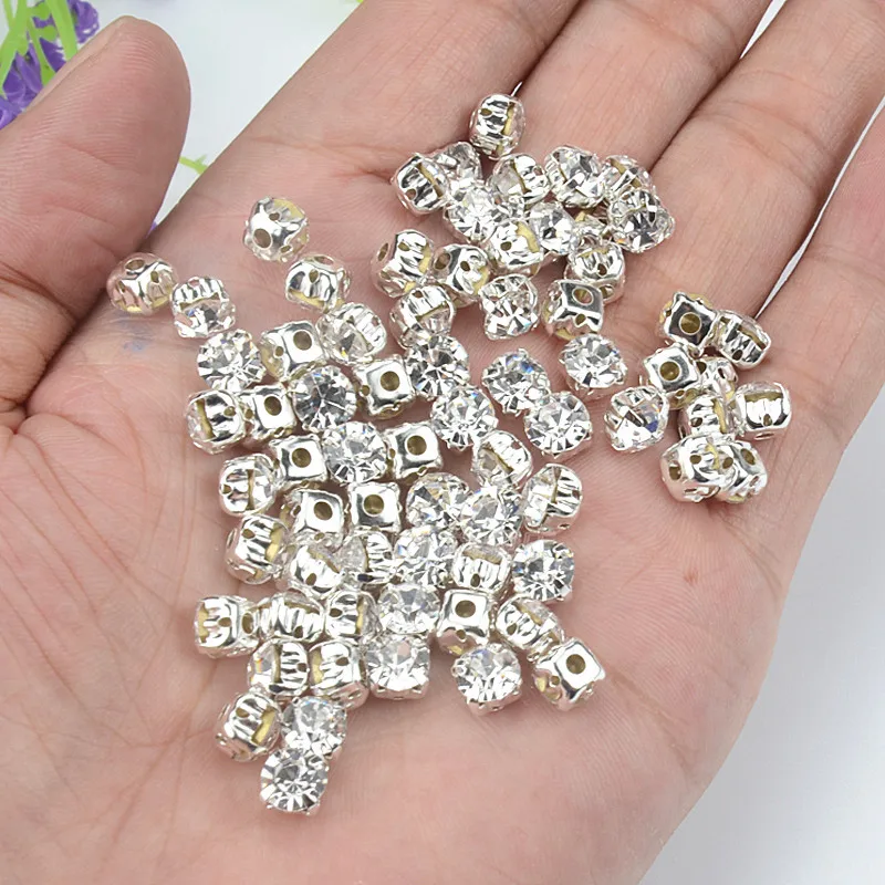 4-8 мм прозрачный бриллиант 1440 шт./лот посеребрение стеклянные бусины со стразами