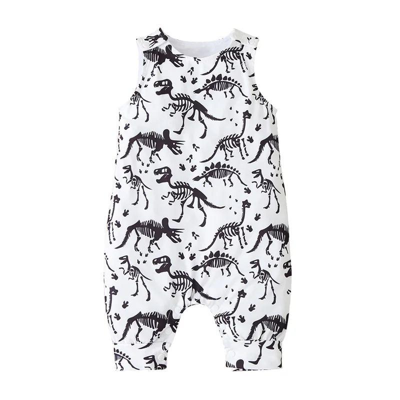 

Infant Toddler Baby Girls Boys Casual Sleeveless Round Collar Dinosaur Print Cotton Romper Stylish Romper For Summer,6-24 Months