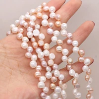 high quality natural freshwater pearl flat beads two eight hole for jewelry making diy bracelet necklace accessories size 7 8mm