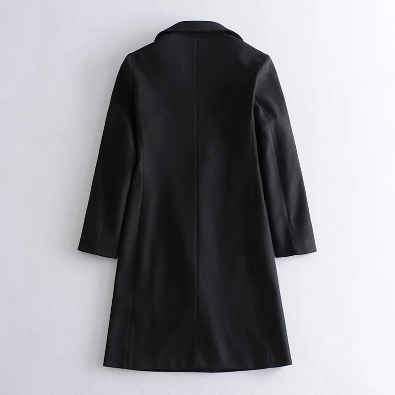 Женское шерстяное пальто на одной пуговице KUMSVAG однотонное элегантное офисное с