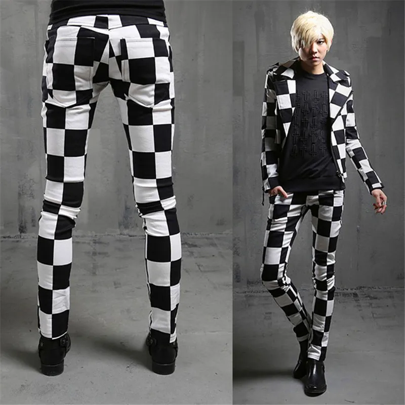 2020 Мужская весенняя одежда обтягивающие брюки мужские клетчатые повседневные
