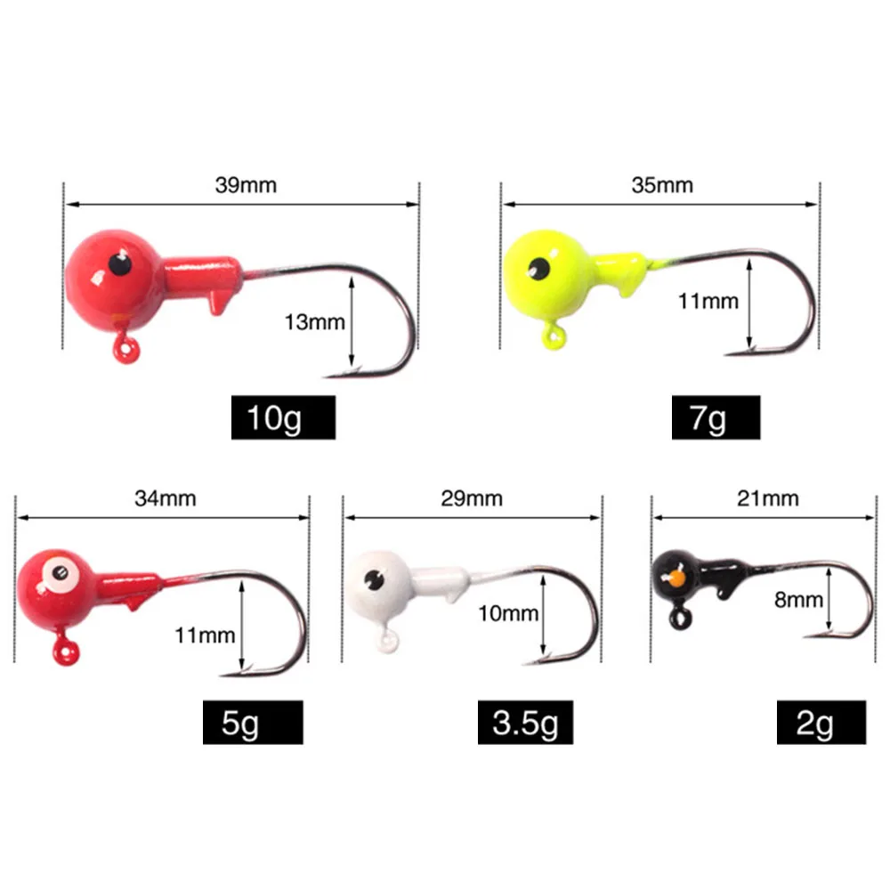 5pcs/lot Colorful Lead Round Jig Head Fishing Lures Bait Hook Fish Tackle Hooks for Sea River Lake | Спорт и развлечения