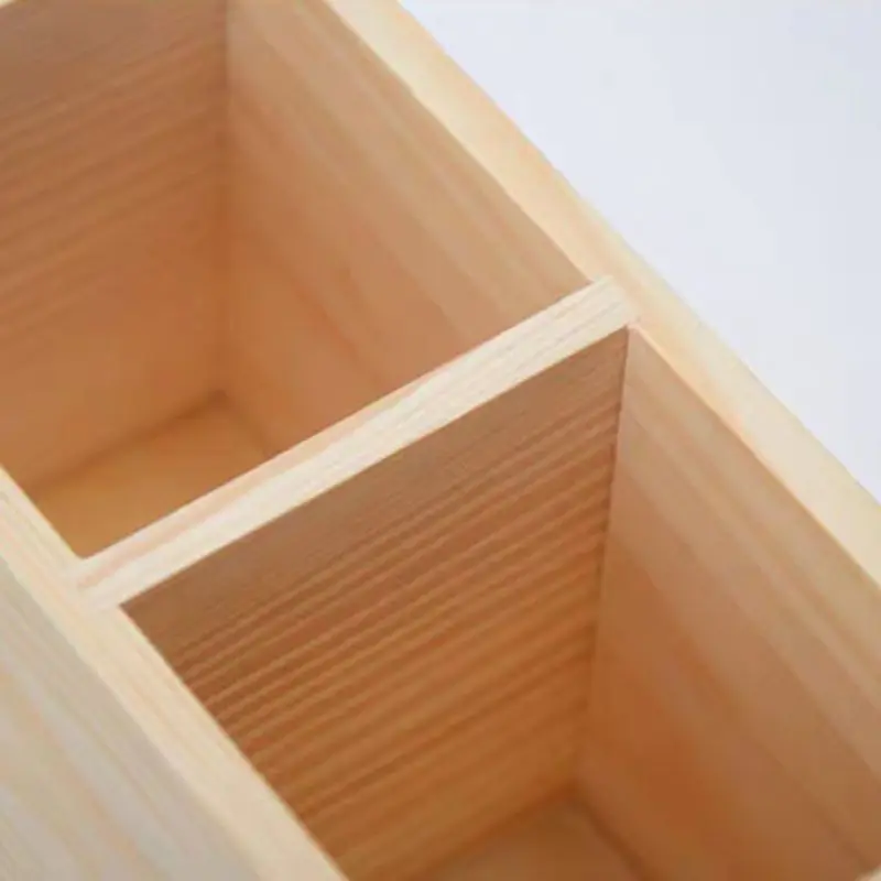 

Wooden Remote Control Storage Pen Phone Holder 1/2 Grid Organizer Desktop Office