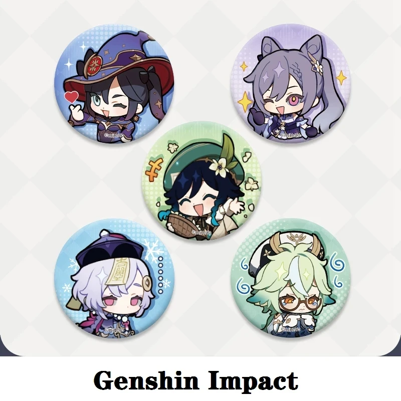 

2021 Official New Product Game Genshin Impact Cosplay Badge Anime Cartoon Accessories Tinplate Jewelry Project Kids Gift Toys