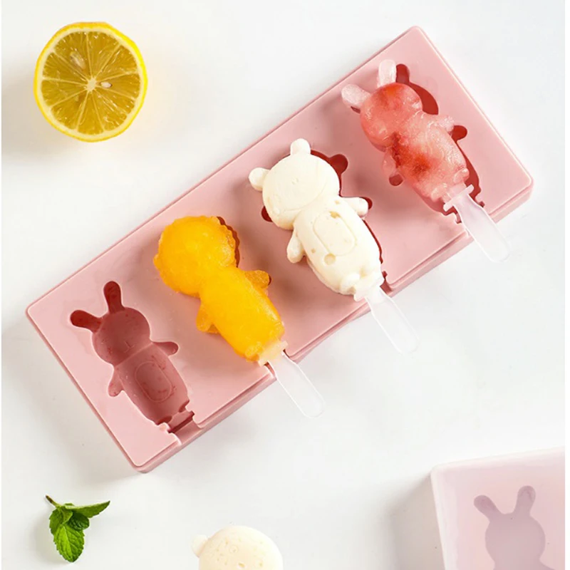

Silicone Popsicle Mold with Cover Love Animals Shape Ice Cream Moulds Ice lolly Mold Ice Cube Form Maker for Candy Bar Tools