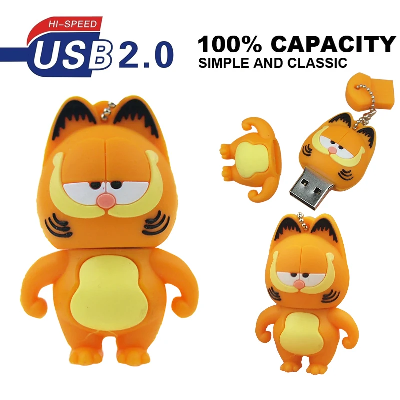 Реальная емкость Usb 2 0 Забавный силиконовый мультяшный флеш накопитель Гарфилд