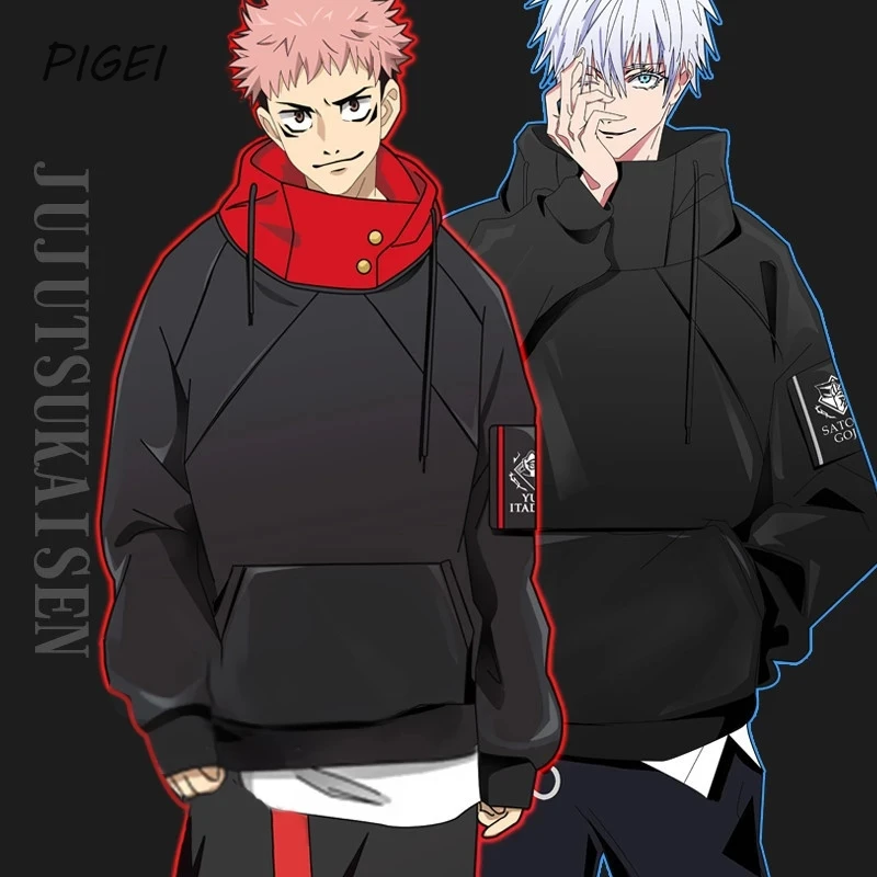 

Толстовка с капюшоном для мужчин и женщин, аниме ююютсу кайсен, пуловер, повседневная черная уличная одежда для косплея в стиле Харадзюку, к...