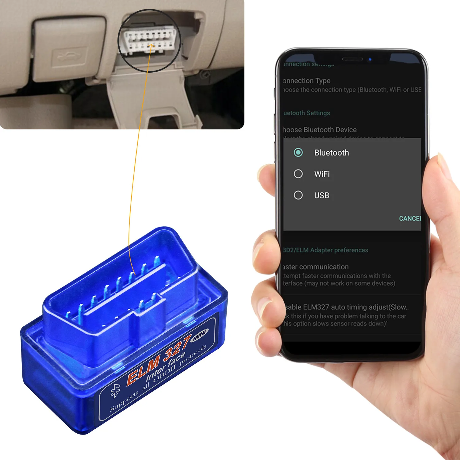 Автомобильный Bluetooth сканер ELM327 V1.5 PIC18F25K80 OBD2 ELM 327 Android/ПК крутящего момента адаптер