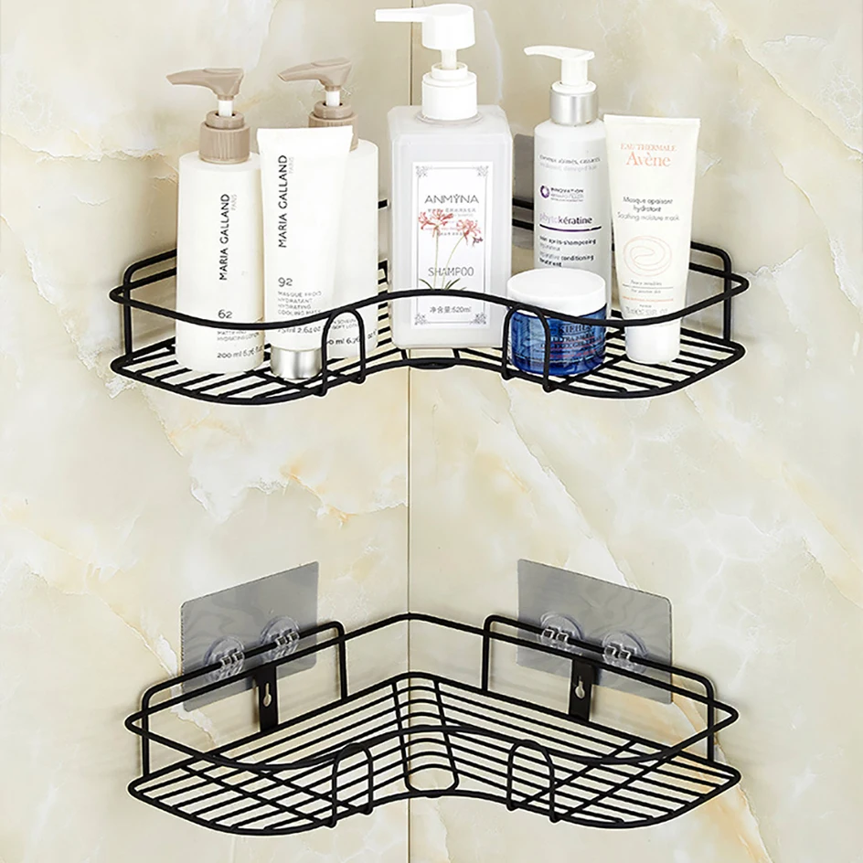 Настенная угловая корзина для ванной комнаты полка душа из кованого железа