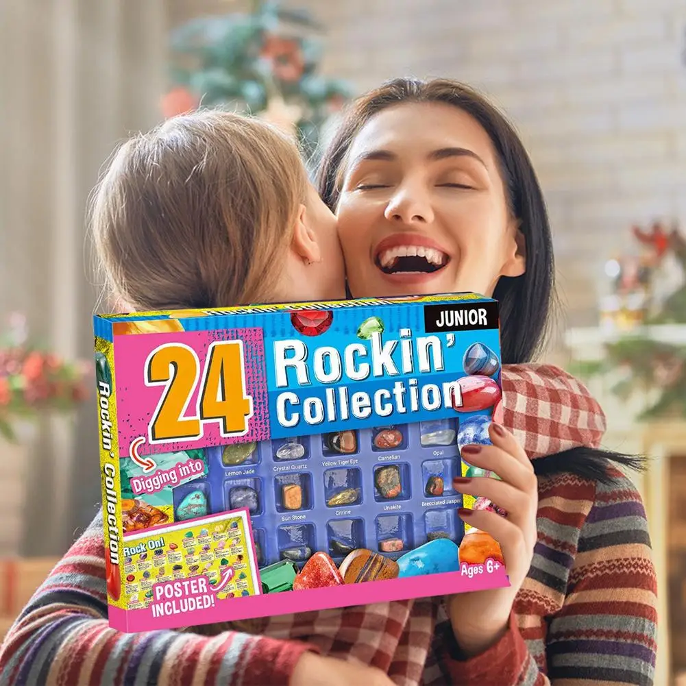 

24PCS Rock Mineral Kits Christmas Advent Calendar Box 24 Day Christmas Advent Calendar Fun Children Toys Gits Christmas