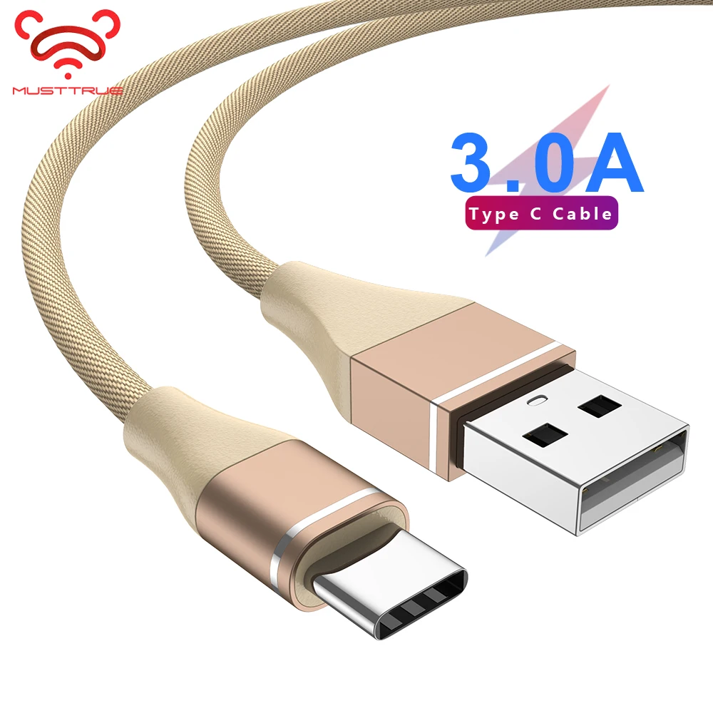 Кабель MUSTTRUE 3A Type C для передачи данных xiaomi redmi 8 hauwei samsung a70 a50 Redmi K20 USB Быстрая