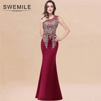 cheap burgundy lace mermaid prom dress 2021 long real image appliques embroidery evening party dress vestido de festa longo