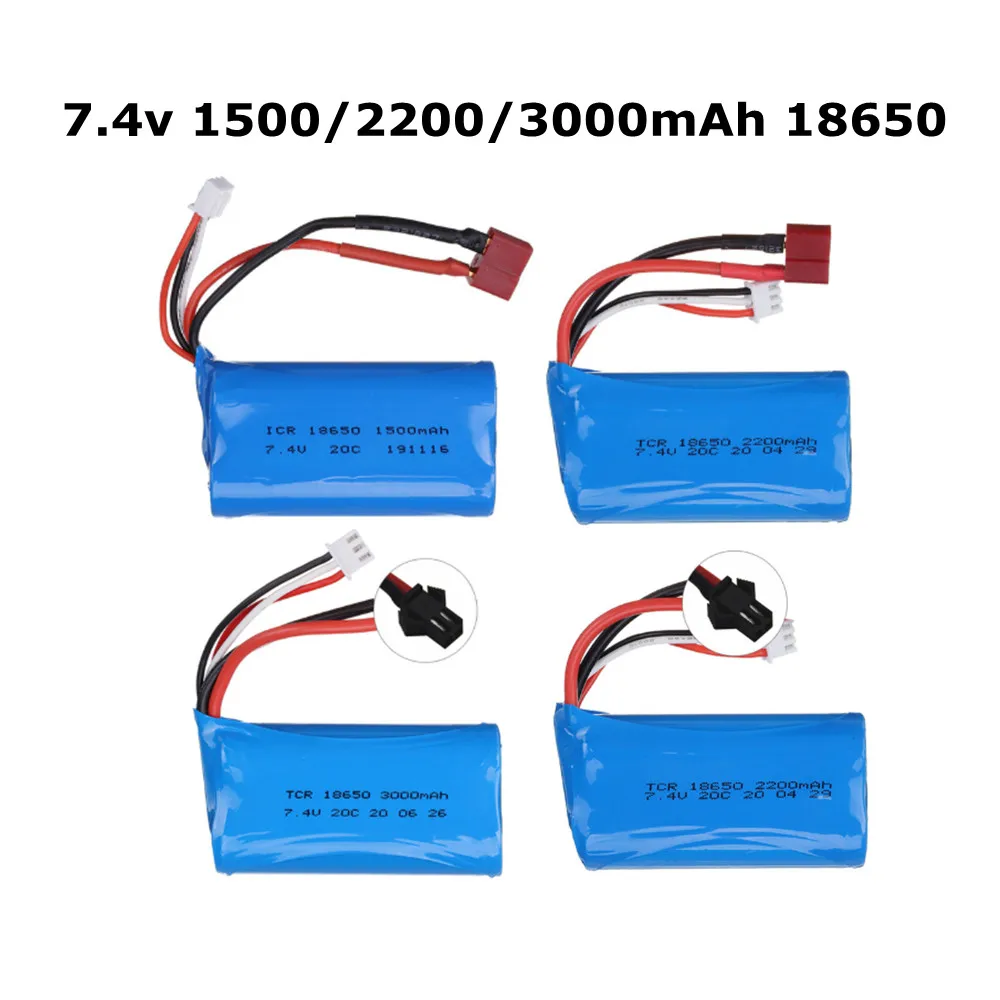 

7.4V 1500mAh/2200mAh/3000mAh 18650 lipo Battery for Q46 Wltoys 10428 /12428/12423 WPL MN99S D90 U12A S033g Q1 H101 Rc Boats Cars