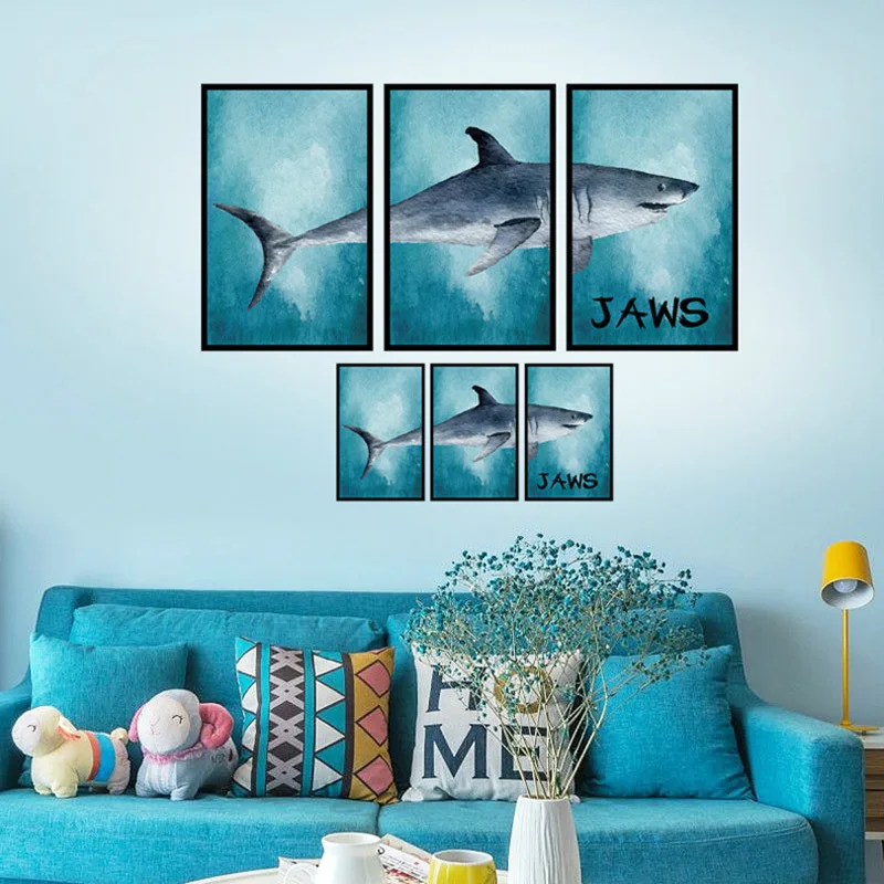 

Наклейки на стену дома Декор стены большая белая акула для детской комнаты Спальня украшения DIY челюсти плакат настенные наклейки на стене ...