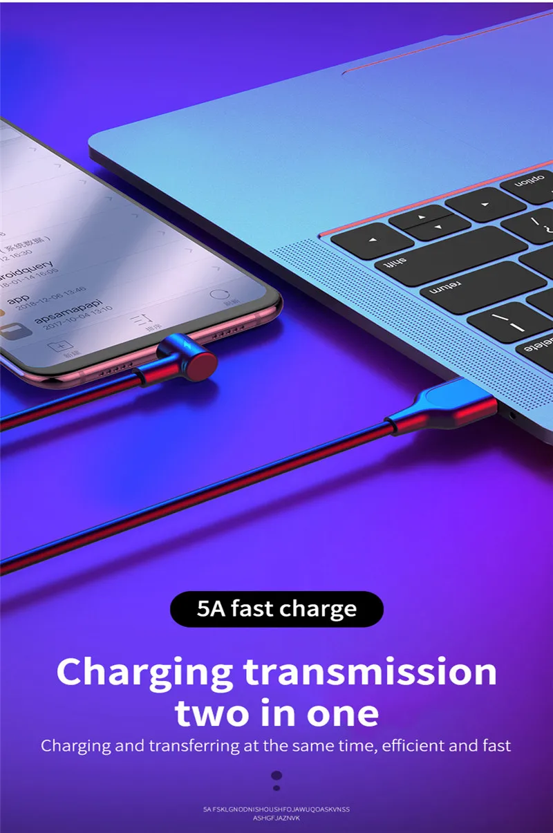 Кабель под прямым углом 90 градусов кабель типа C для быстрой зарядки 5A xiaomi mi A3 9 9t cc9