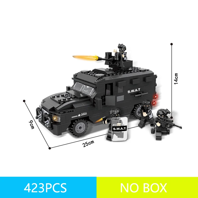 423 шт. SWAT серии строительные блоки взрывозащищенные автомобильные Кирпичи