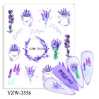 Романтический лаванды для ногтей Стикеры с фиолетовыми цветами и водные наклейки дизайн для маникюра ползунки, украшение для ногтей, аксессуары для ногтей
