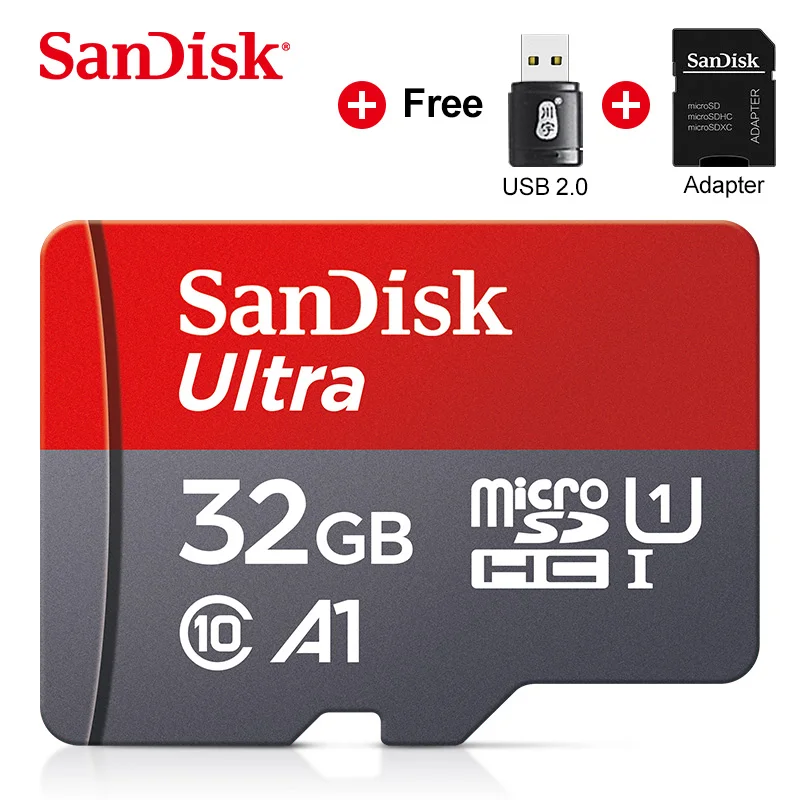 

Sandisk карта памяти Micro SD, класс 10, 100% ГБ, 64 ГБ, 32 ГБ, 128 Мб/с