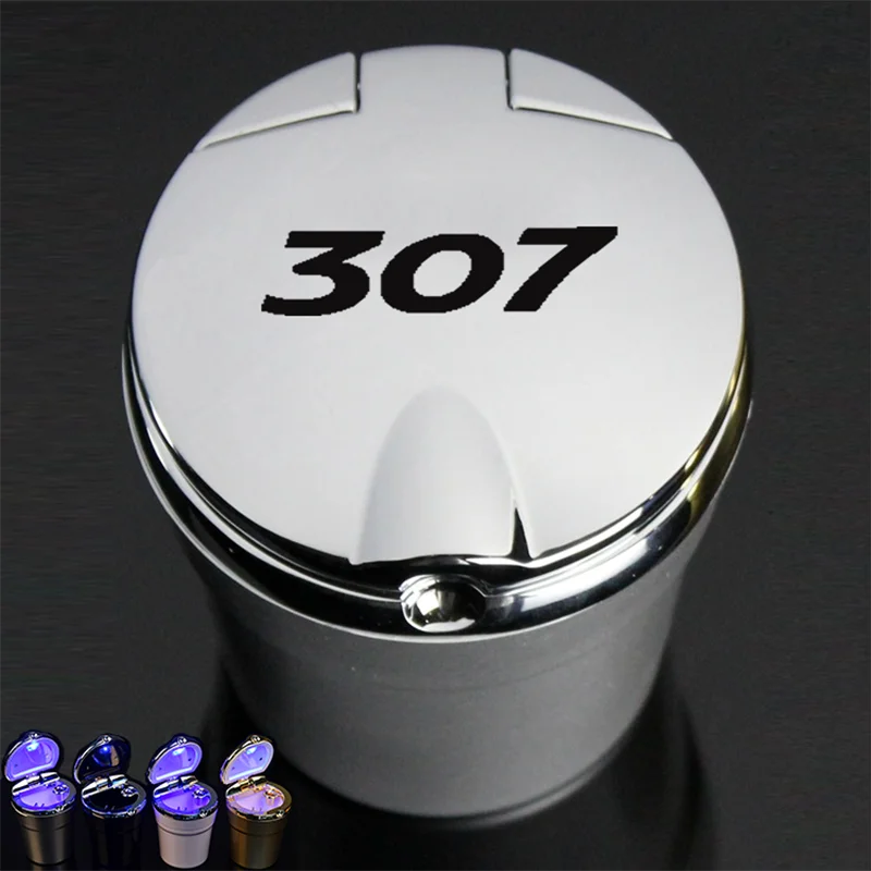 

Car Ashtray With Led Lights With Cover Creative Personality Covered Car multi-function Car Supplies For Peugeot 307 2015 16 18