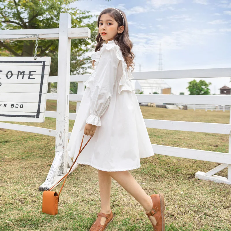 

6 To 16 Years, 2021 New Girls Cotton Dress Teenage Kids Clothes Baby Spring & Summer Clothing Ruched (Not Transparent),#6016