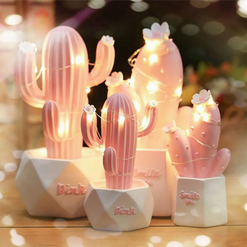 

Ins Cactus Led Tafellamp Roze Leuke Meisje Hart Droom Ster Lamp Kleine Creatieve Nachtlampje Slaapkamer Decoratie Kinderen gift