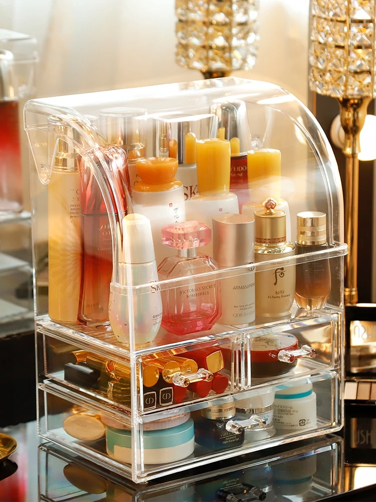 

Вместительный органайзер для косметики, коробка для хранения косметики в ванной комнате, женский туалетный столик для ухода за кожей, Косме...