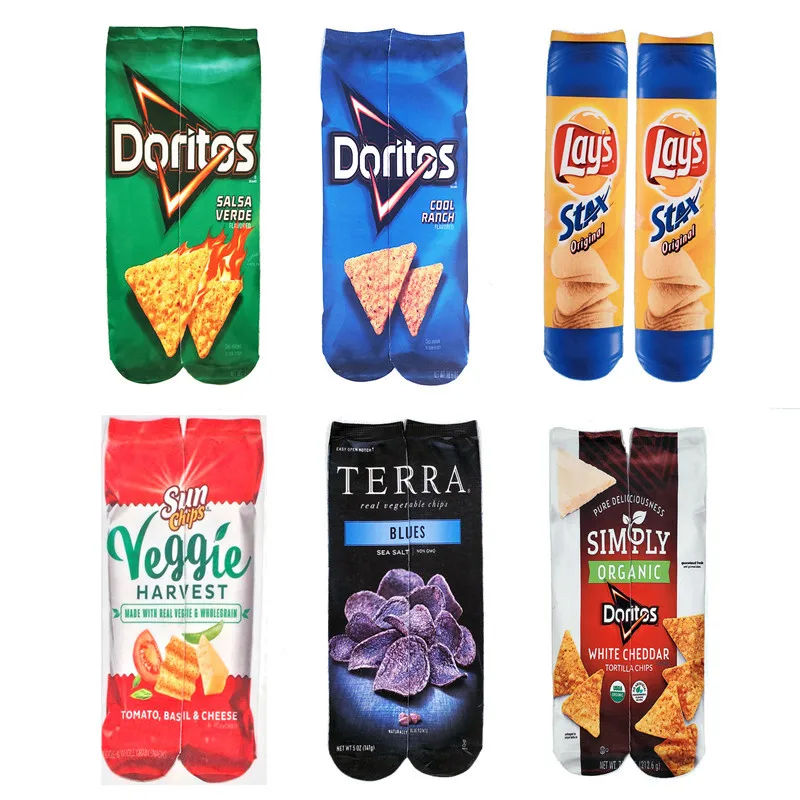 

2020 Personality Life Funny Socks Food Potato Chips Rainbow Candy Print Couple Cute Socks Men Street Fashion Christmas Gifts