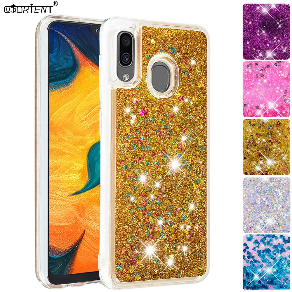 Мягкий чехол для Samsung Galaxy Wide4 A20 A30 2019 милый Блестящий с сыпучим песком и блестками