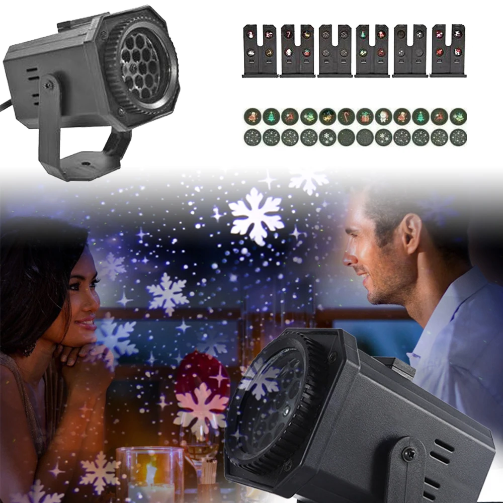 

Вращающийся лазерный проектор с 24 узорами, светодиодный Рождественский светильник Санта-Клауса, зона проекции 5 м, уличный Рождественский п...