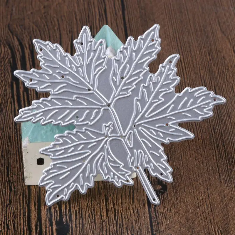 Металлический трафарет сделай сам с рисунком кленового листа для скрапбукинга